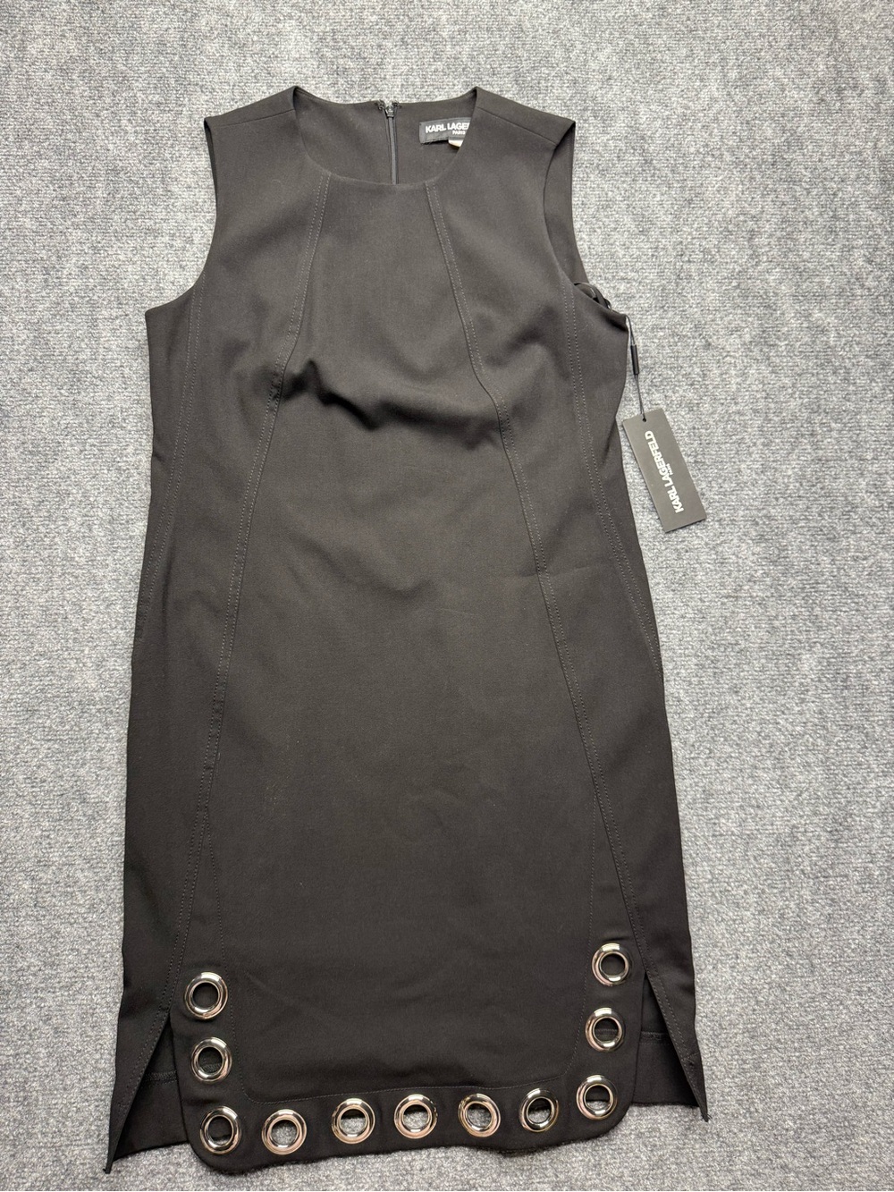 Karl Lagerfeld Womans 6 Nwt Black Mini Dress Grommet Hem Business Casual